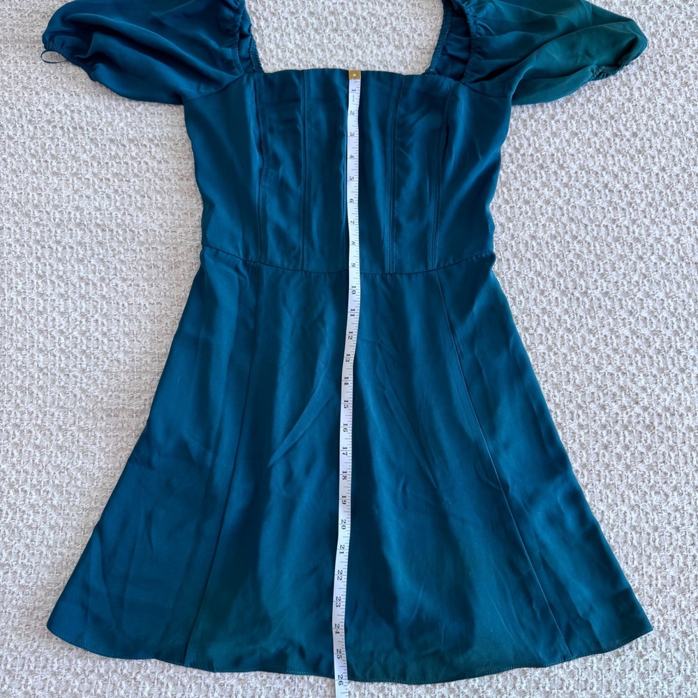 Abercrombie & Fitch Emerald Green Puff Sleeve Corset Mini Dress Coquette Small - Picture 8 of 9